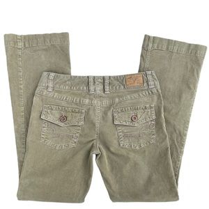 Women’s 6 American Eagle Beige Stretch Skinny Flare Corduroy Pants Flap Pockets